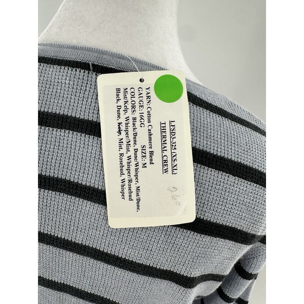Kinross Cashmere Thermal Crewneck Sweater Sz M Waffle Knit Stripe Minimal $260 - Picture 4 of 11